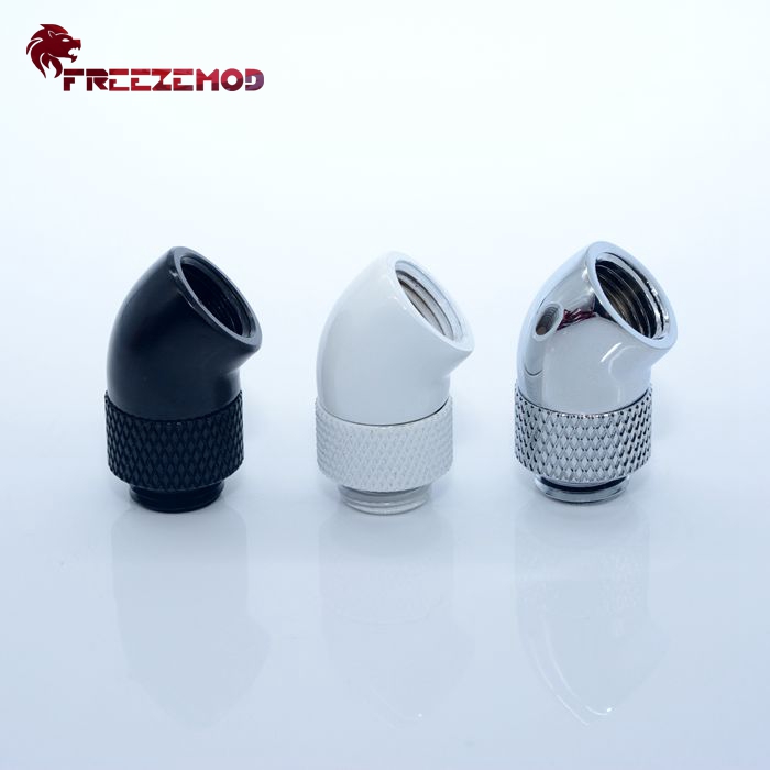6x FreezeMod 90 Degree G1/4 Angled Rotary Fitting Adapter - Male To Female - Black